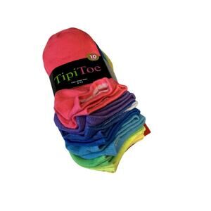 TipiToe 10 Pack No Show Socks Multi-Color Shoe Size 6-12 NEW